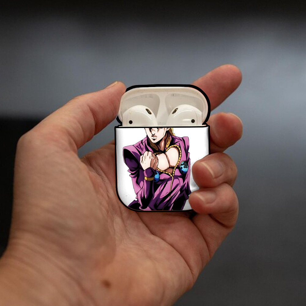 ジョジョの奇妙な冒険 ジョルノ?ジョバァーナ JoJo's Bizarre Adventure Giorno Giovanna AirPods 第2世代保護ケース ハードシェル ブラック 耐衝撃・防指紋・カラビナ付き