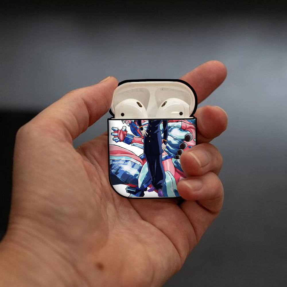 ジョジョの奇妙な冒険 ひがしかた じょうすけ JoJo's Bizarre Adventure Higashikata Josuke AirPods 第2世代保護ケース ハードシェル ブラック 耐衝撃・防指紋・カラビナ付き