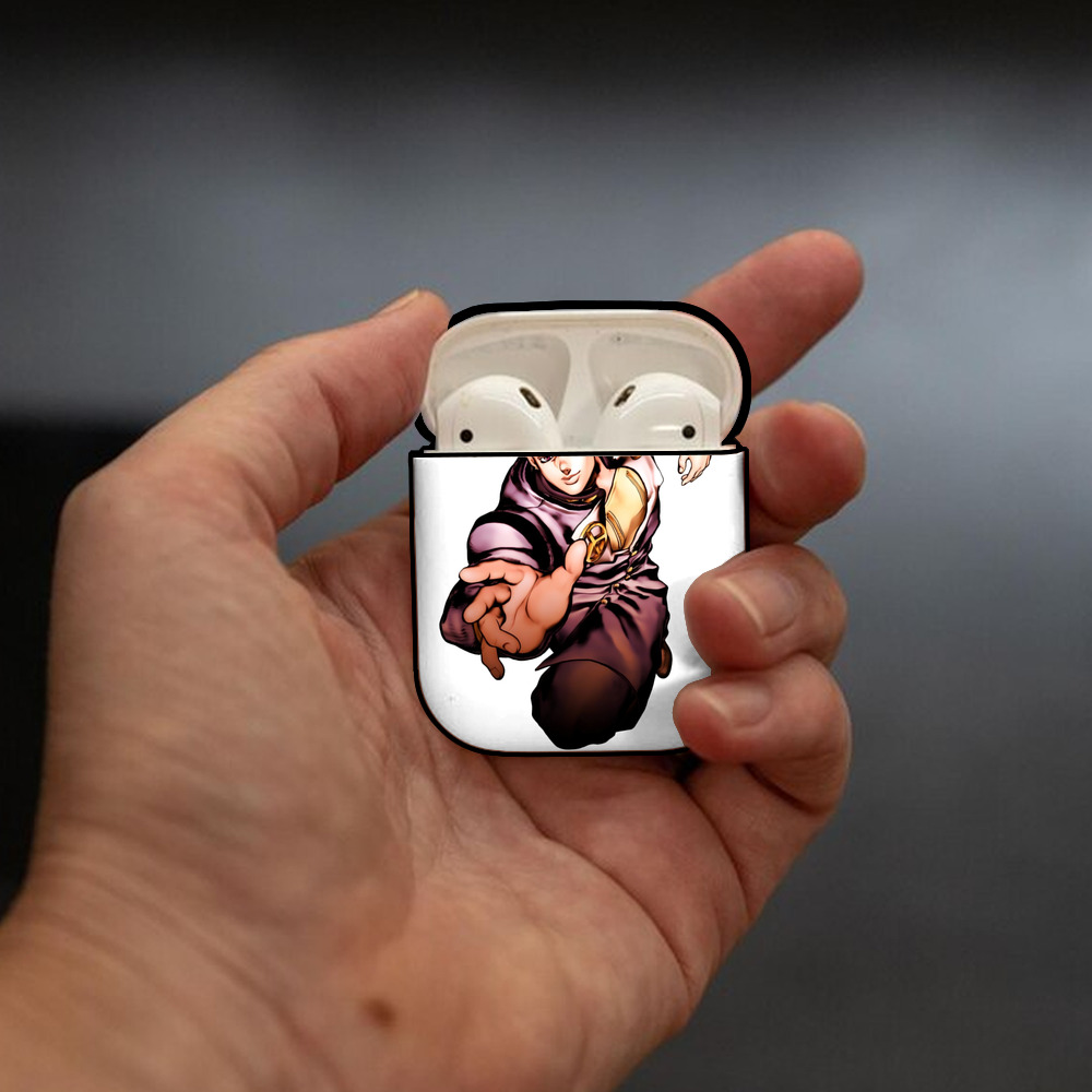 ジョジョの奇妙な冒険 ひがしかた じょうすけ JoJo's Bizarre Adventure Higashikata Josuke AirPods 第2世代保護ケース ハードシェル ブラック 耐衝撃・防指紋・カラビナ付き