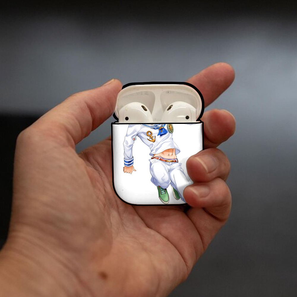 ジョジョの奇妙な冒険 東方定助 JoJo's Bizarre Adventure Higashikata Josuke AirPods 第2世代保護ケース ハードシェル ブラック 耐衝撃・防指紋・カラビナ付き