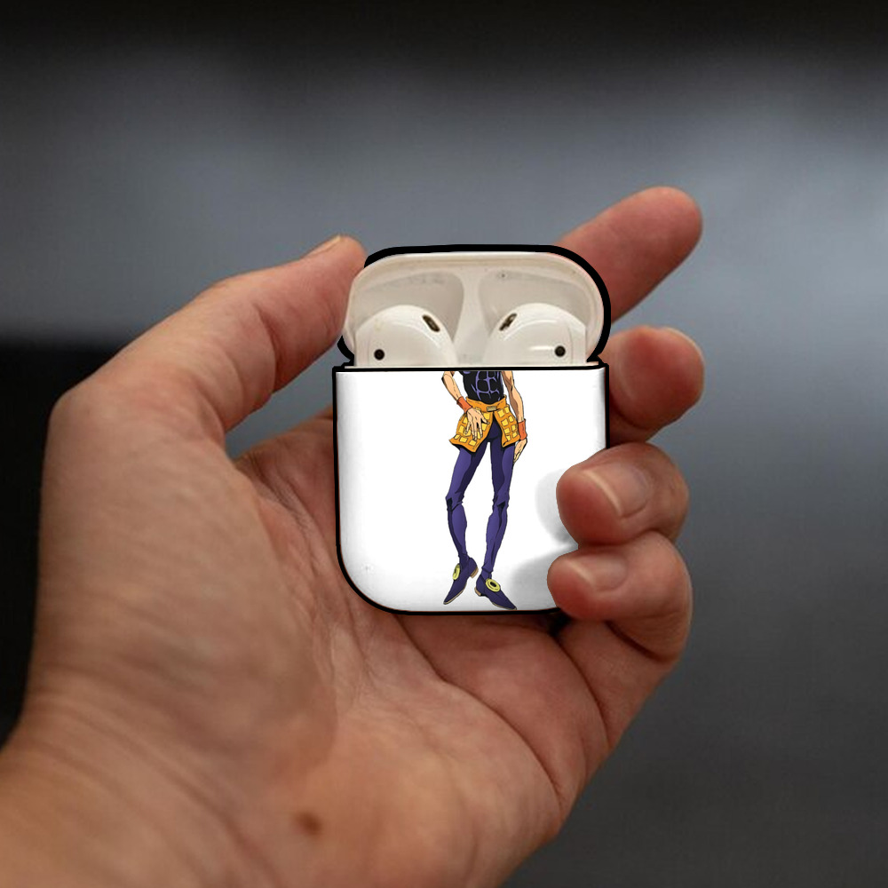 ジョジョの奇妙な冒険 ナランチャ?ギルガ JoJo's Bizarre Adventure Narancia Ghirga AirPods 第2世代保護ケース ハードシェル ブラック 耐衝撃・防指紋・カラビナ付き