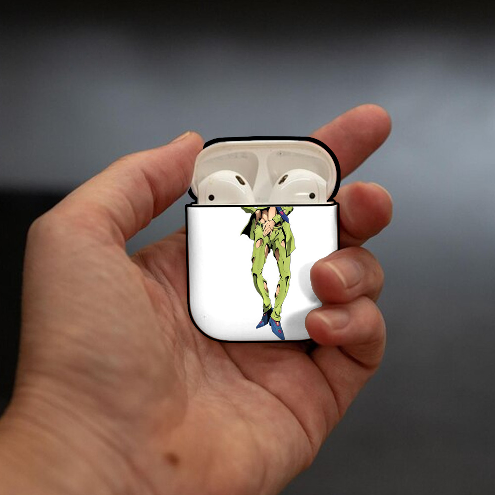 ジョジョの奇妙な冒険 パンナコッタ?フー JoJo's Bizarre Adventure Pannacotta Fugo AirPods 第2世代保護ケース ハードシェル ブラック 耐衝撃・防指紋・カラビナ付き