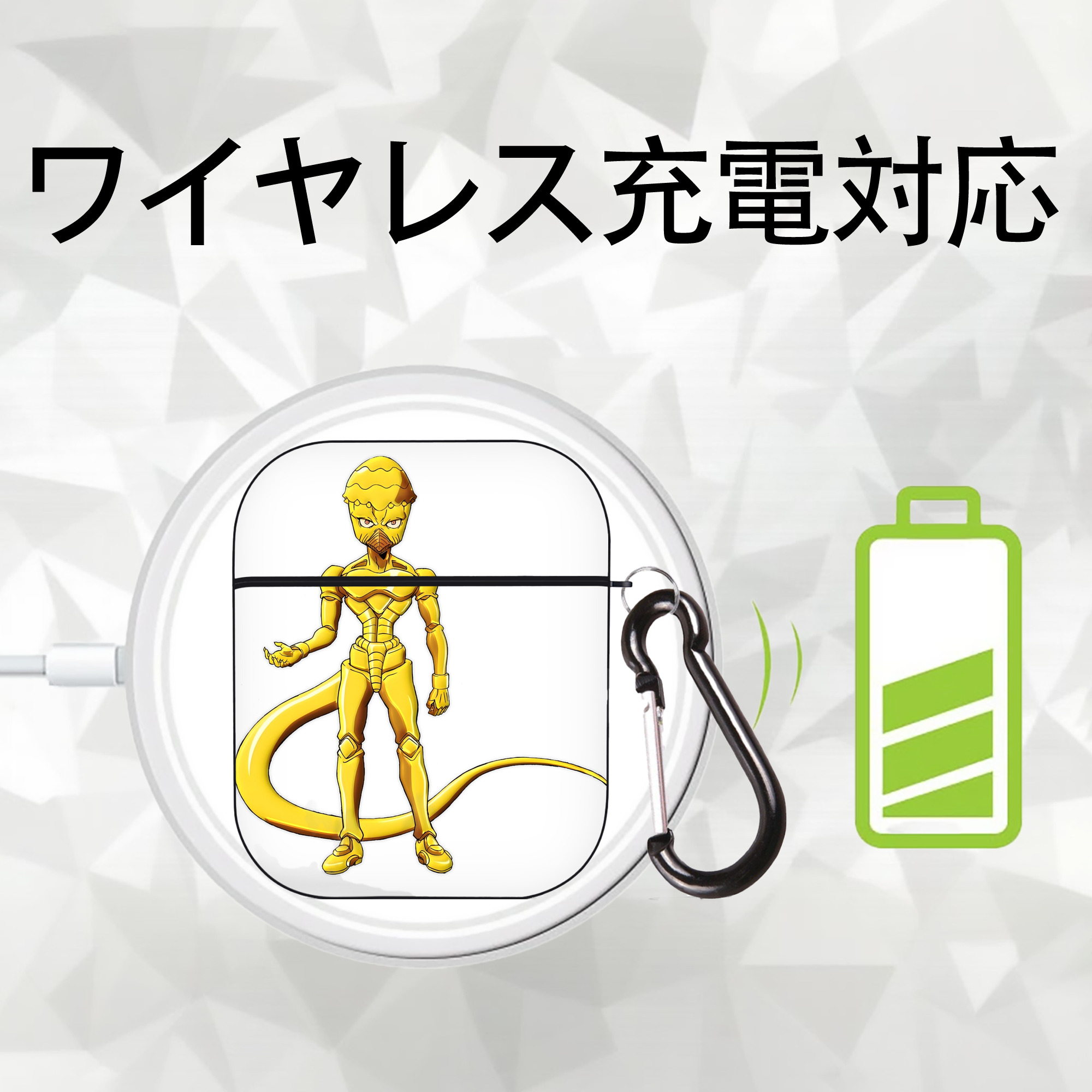 ジョジョの奇妙な冒険 おといし あきら JoJo's Bizarre Adventure Akira Otoishi AirPods 第2世代保護ケース ハードシェル ブラック 耐衝撃・防指紋・カラビナ付き