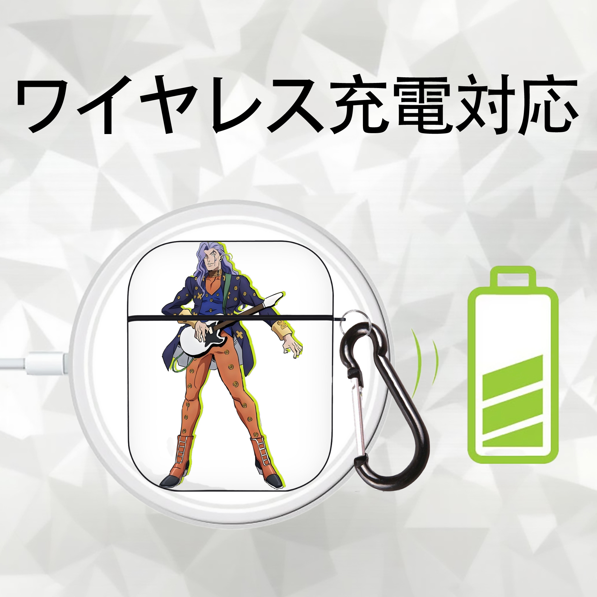 ジョジョの奇妙な冒険 おといし あきら JoJo's Bizarre Adventure Akira Otoishi AirPods 第2世代保護ケース ハードシェル ブラック 耐衝撃・防指紋・カラビナ付き