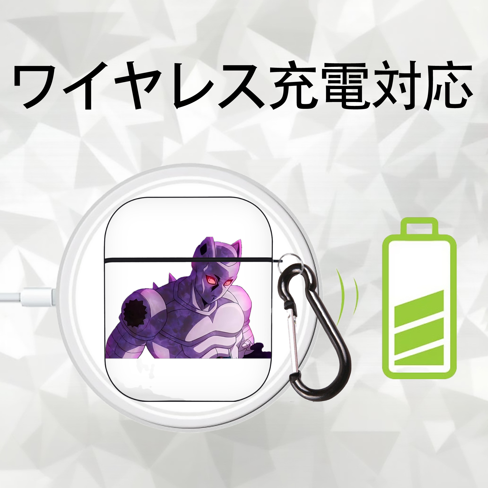 ジョジョの奇妙な冒険 きら よしかげ JoJo's Bizarre Adventure Kira Yoshikage AirPods 第2世代保護ケース ハードシェル ブラック 耐衝撃・防指紋・カラビナ付き