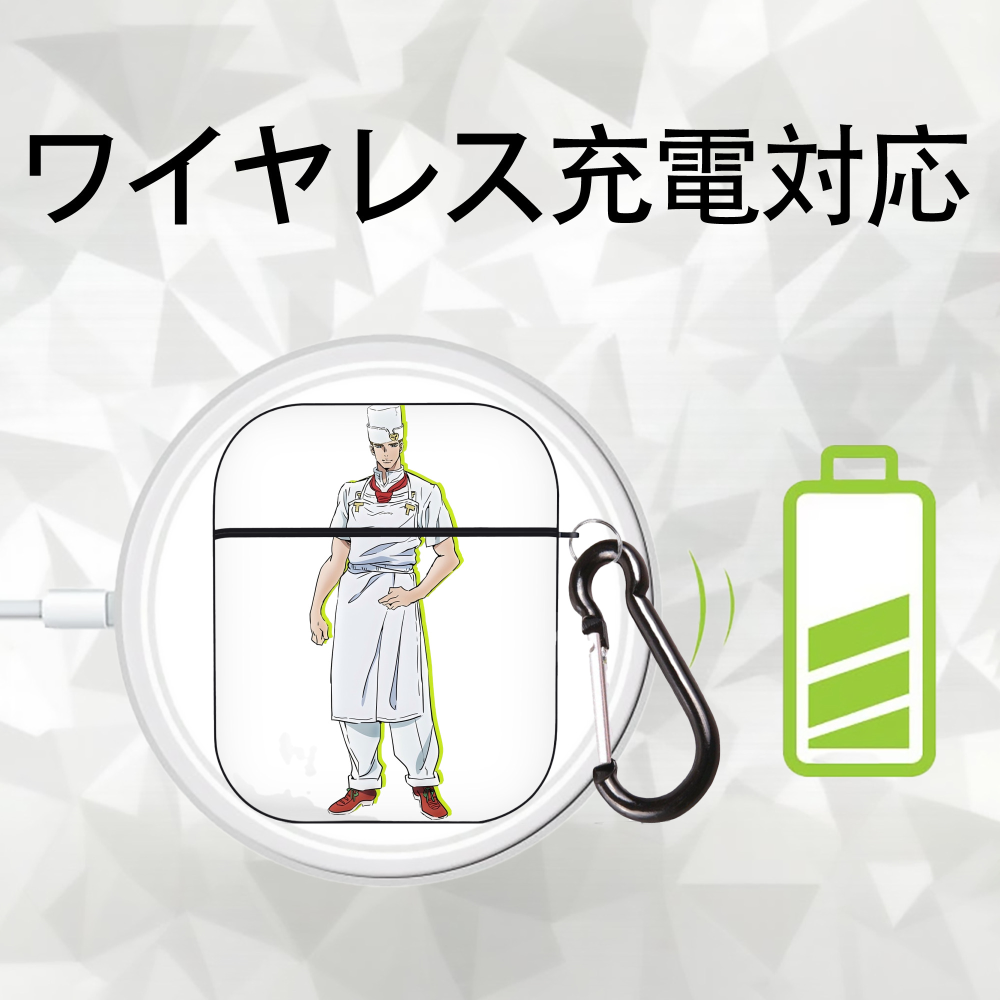 ジョジョの奇妙な冒険 Tonio Trussardi JoJo's Bizarre Adventure トニオ?トラッサルディ AirPods 第2世代保護ケース ハードシェル ブラック 耐衝撃・防指紋・カラビナ付き