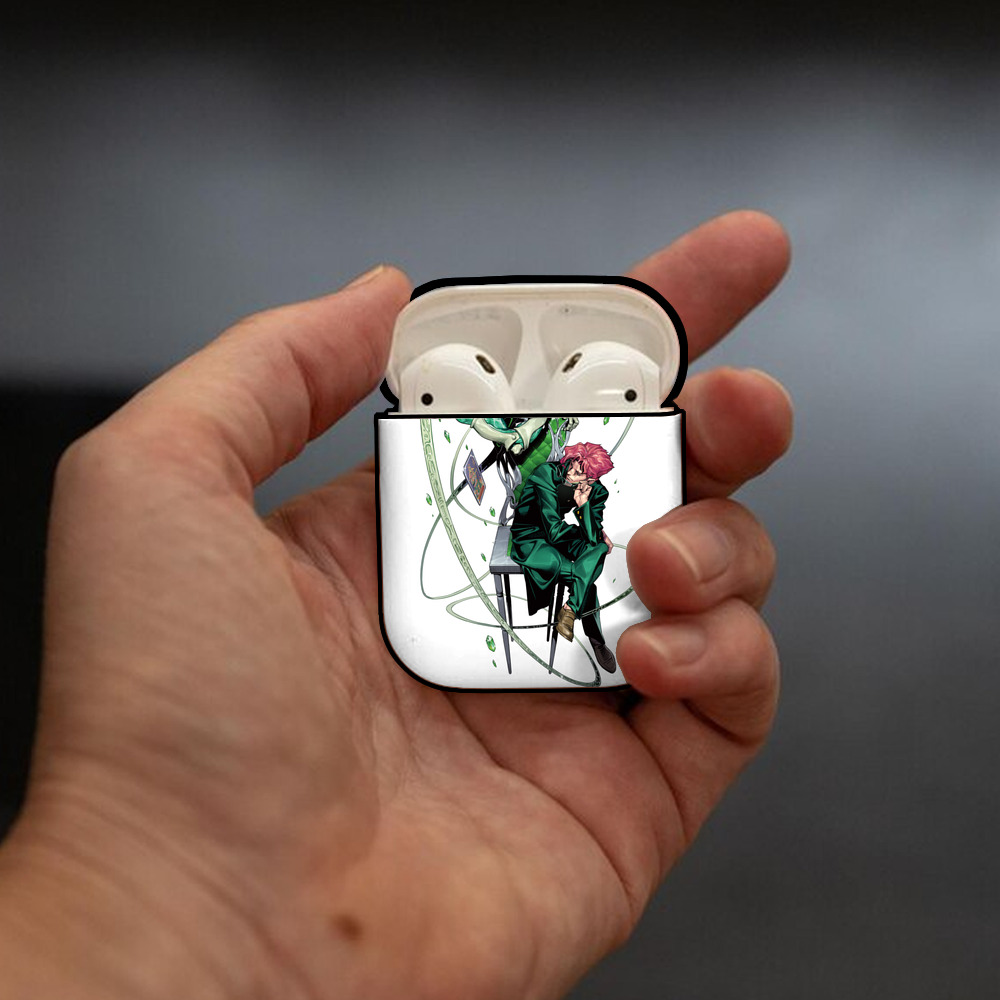 ジョジョの奇妙な冒険 花京院 典明（かきょういん のりあき） JoJo's Bizarre Adventure Kakyoin Noriaki AirPods 第2世代保護ケース ハードシェル ブラック 耐衝撃・防指紋・カラビナ付き