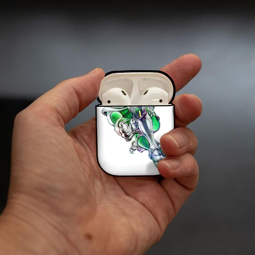 ジョジョの奇妙な冒険 花京院 典明（かきょういん のりあき） JoJo's Bizarre Adventure Kakyoin Noriaki AirPods 第2世代保護ケース ハードシェル ブラック 耐衝撃・防指紋・カラビナ付き