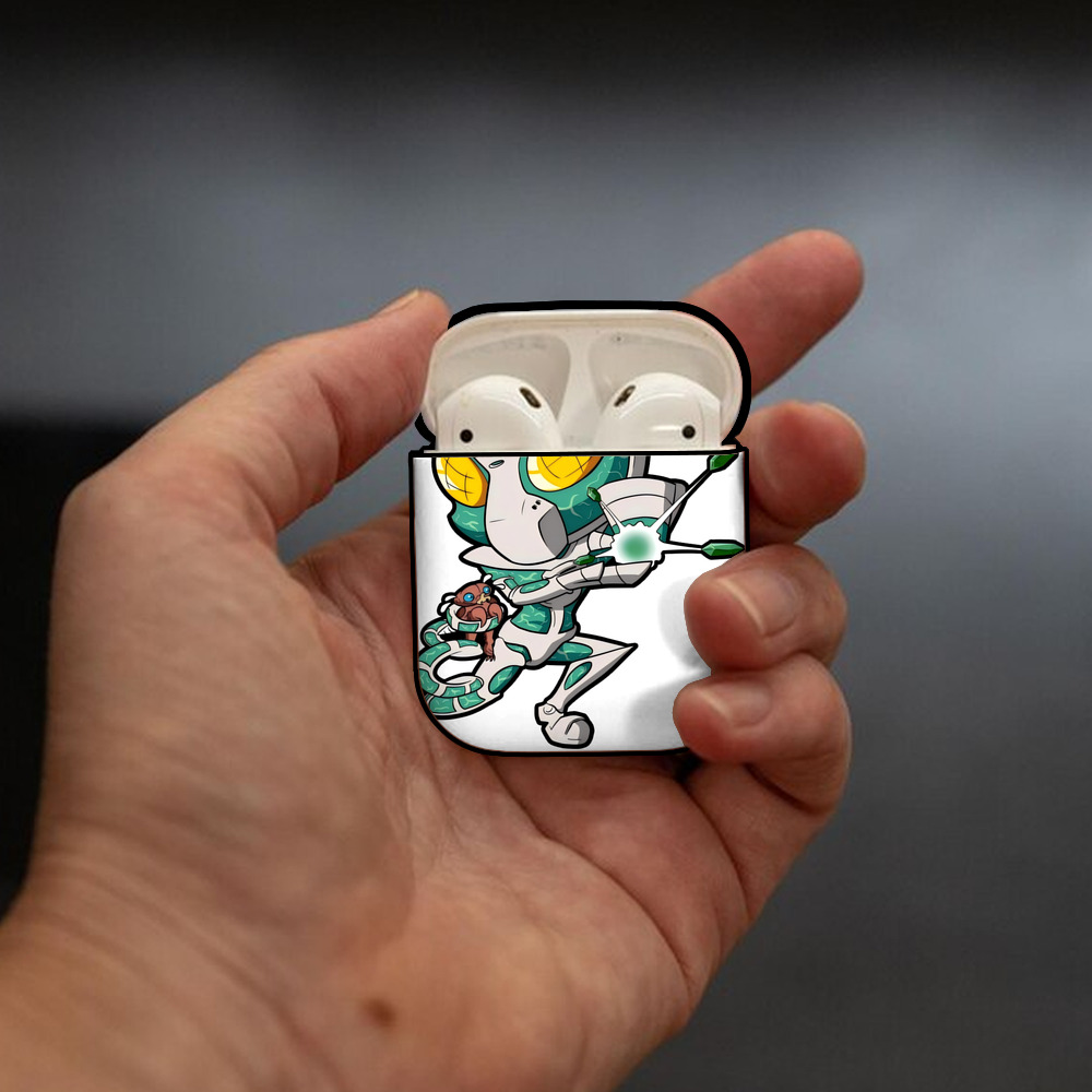 ジョジョの奇妙な冒険 花京院 典明（かきょういん のりあき） JoJo's Bizarre Adventure Kakyoin Noriaki AirPods 第2世代保護ケース ハードシェル ブラック 耐衝撃・防指紋・カラビナ付き
