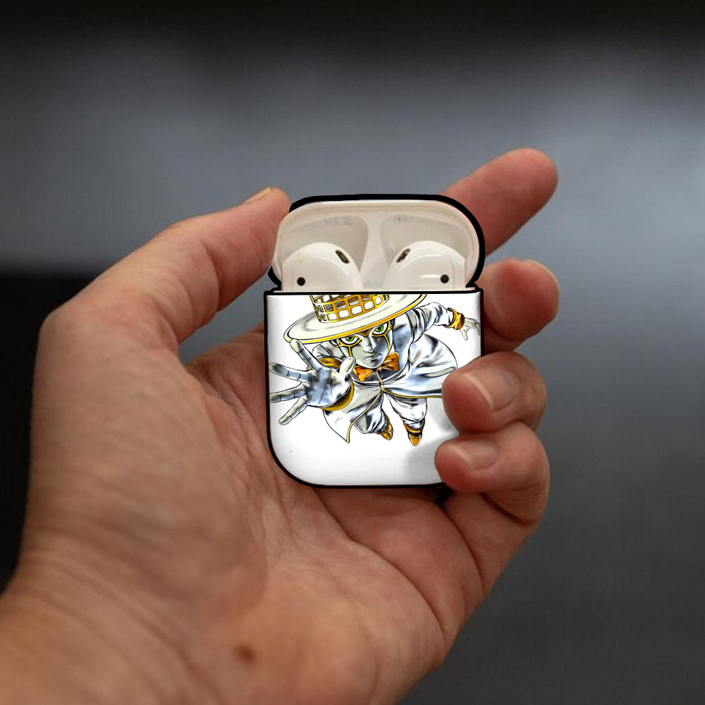 ジョジョの奇妙な冒険 岸辺 露伴（きしべ ろはん） JoJo's Bizarre Adventure Rohan Kishibe AirPods 第2世代保護ケース ハードシェル ブラック 耐衝撃・防指紋・カラビナ付き