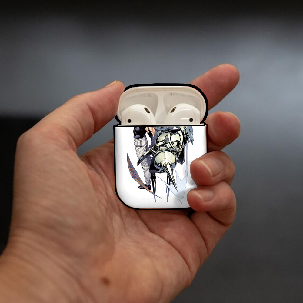 ジョジョの奇妙な冒険 ジャン＝ピエール?ポルナレフ JoJo's Bizarre Adventure Jan Pierre Polnareff AirPods 第2世代保護ケース ハードシェル ブラック 耐衝撃・防指紋・カラビナ付き