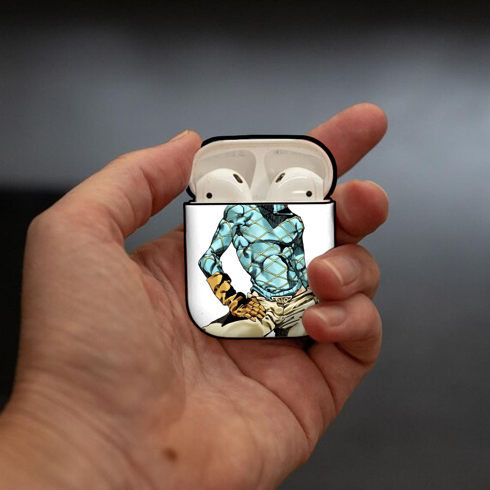 ジョジョの奇妙な冒険 ディオ?ブランドー JoJo's Bizarre Adventure Dio Brando AirPods 第2世代保護ケース ハードシェル ブラック 耐衝撃・防指紋・カラビナ付き