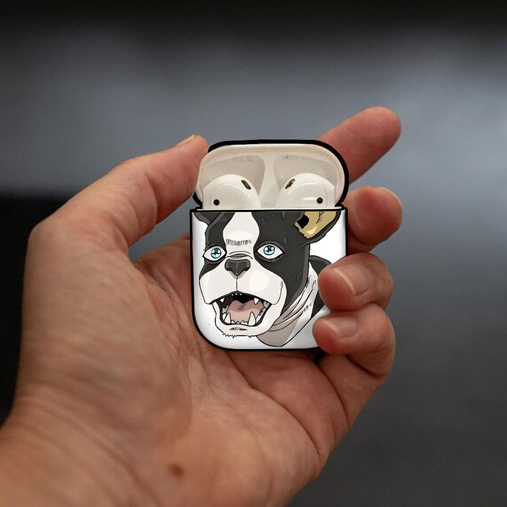 ジョジョの奇妙な冒険 イギー JoJo's Bizarre Adventure Iggy AirPods 第2世代保護ケース ハードシェル ブラック 耐衝撃・防指紋・カラビナ付き