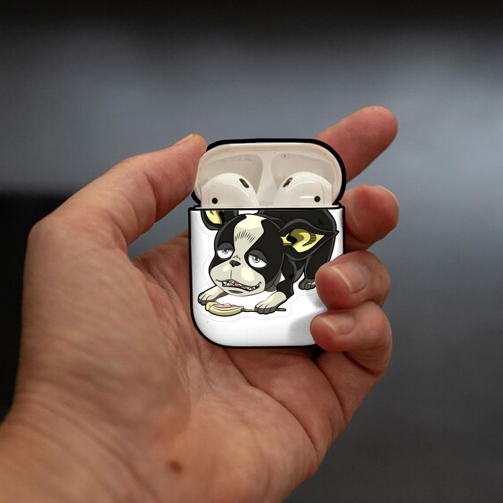 ジョジョの奇妙な冒険 イギー JoJo's Bizarre Adventure Iggy AirPods 第2世代保護ケース ハードシェル ブラック 耐衝撃・防指紋・カラビナ付き