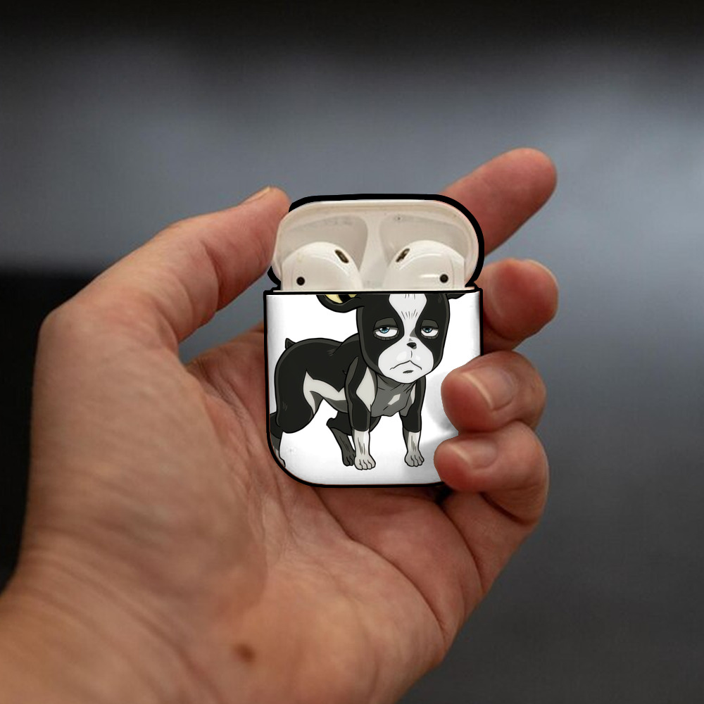 ジョジョの奇妙な冒険 イギー JoJo's Bizarre Adventure Iggy AirPods 第2世代保護ケース ハードシェル ブラック 耐衝撃・防指紋・カラビナ付き