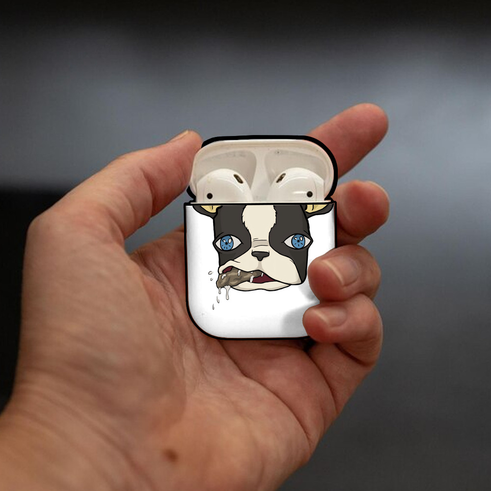 ジョジョの奇妙な冒険 イギー JoJo's Bizarre Adventure Iggy AirPods 第2世代保護ケース ハードシェル ブラック 耐衝撃・防指紋・カラビナ付き