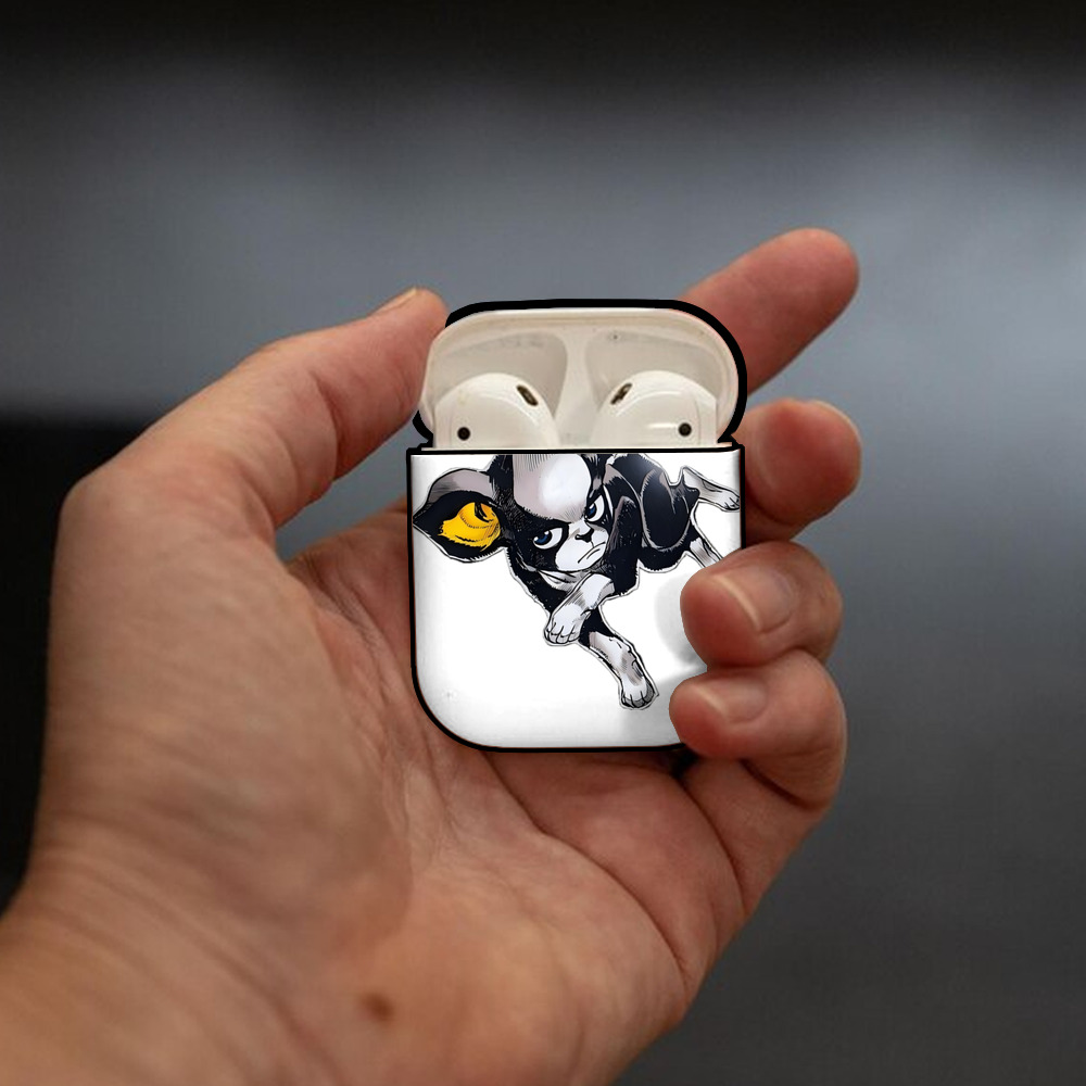 ジョジョの奇妙な冒険 イギー JoJo's Bizarre Adventure Iggy AirPods 第2世代保護ケース ハードシェル ブラック 耐衝撃・防指紋・カラビナ付き