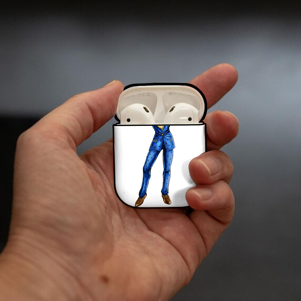 ジョジョの奇妙な冒険 ブローノ?ブチャラティ JoJo's Bizarre Adventure Bruno Bucciarati AirPods 第2世代保護ケース ハードシェル ブラック 耐衝撃・防指紋・カラビナ付き
