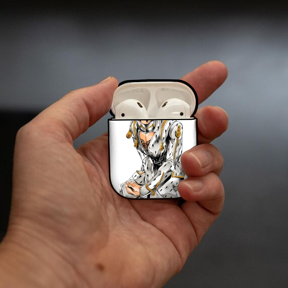 ジョジョの奇妙な冒険 ブローノ?ブチャラティ JoJo's Bizarre Adventure Bruno Bucciarati AirPods 第2世代保護ケース ハードシェル ブラック 耐衝撃・防指紋・カラビナ付き