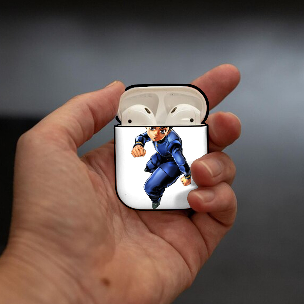 ジョジョの奇妙な冒険 広瀨康一 JoJo's Bizarre Adventure Hirose Koichi AirPods 第2世代保護ケース ハードシェル ブラック 耐衝撃・防指紋・カラビナ付き