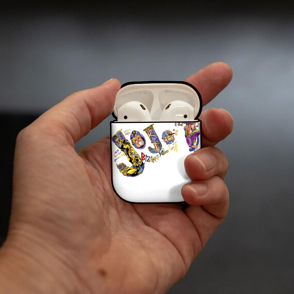 ジョジョの奇妙な冒険 JoJo's Bizarre Adventure AirPods 第2世代保護ケース ハードシェル ブラック 耐衝撃・防指紋・カラビナ付き