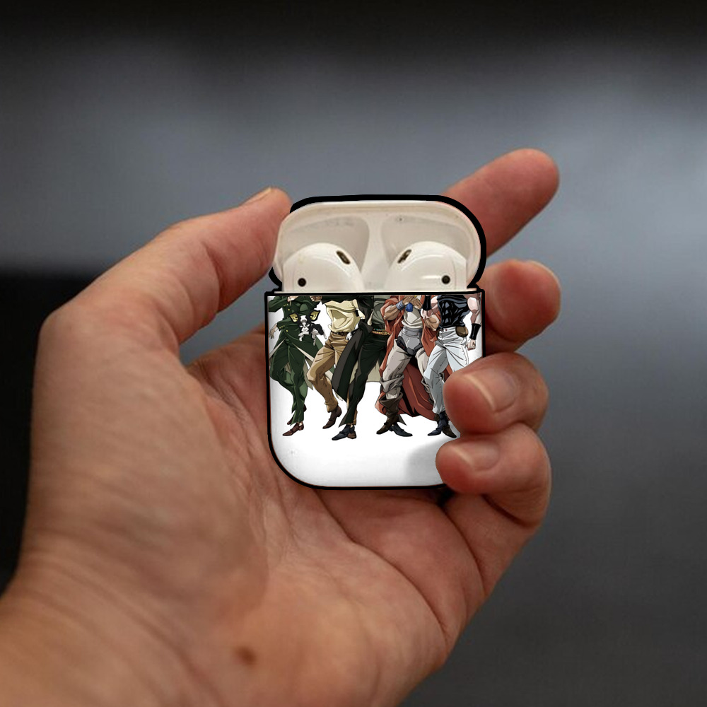 ジョジョの奇妙な冒険 JoJo's Bizarre Adventure AirPods 第2世代保護ケース ハードシェル ブラック 耐衝撃・防指紋・カラビナ付き