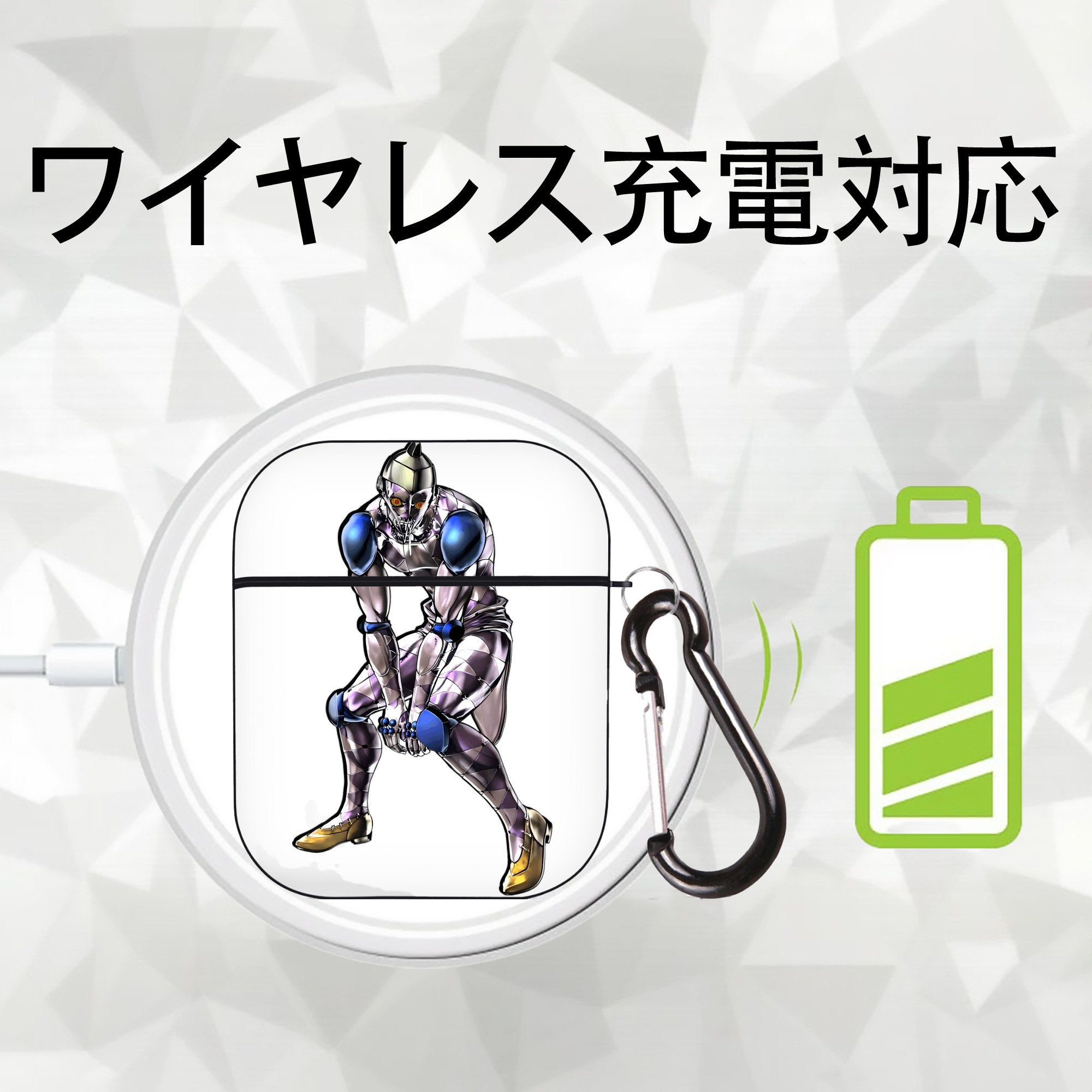 ジョジョの奇妙な冒険 JoJo's Bizarre Adventure AirPods 第2世代保護ケース ハードシェル ブラック 耐衝撃・防指紋・カラビナ付き