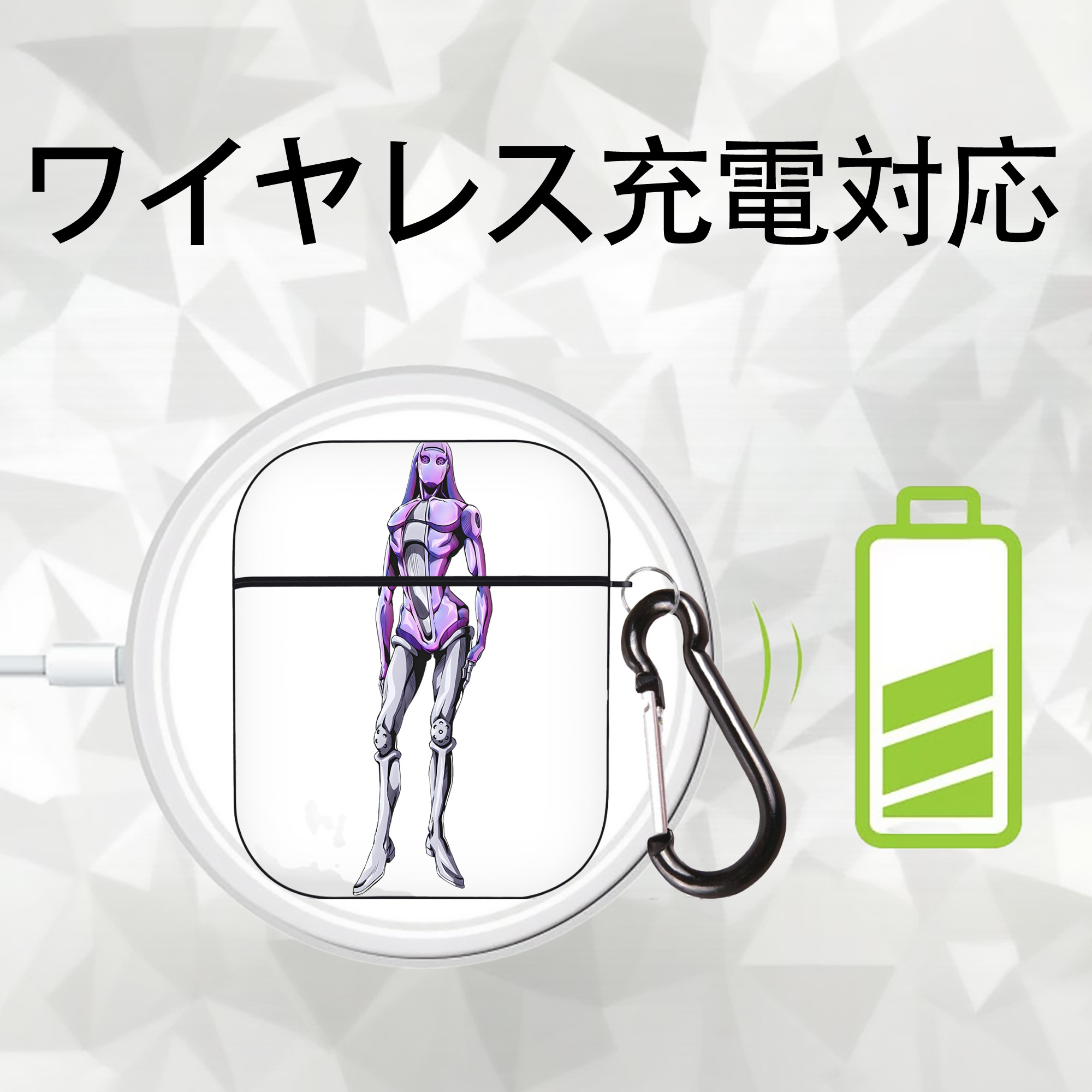 ジョジョの奇妙な冒険 JoJo's Bizarre Adventure AirPods 第2世代保護ケース ハードシェル ブラック 耐衝撃・防指紋・カラビナ付き