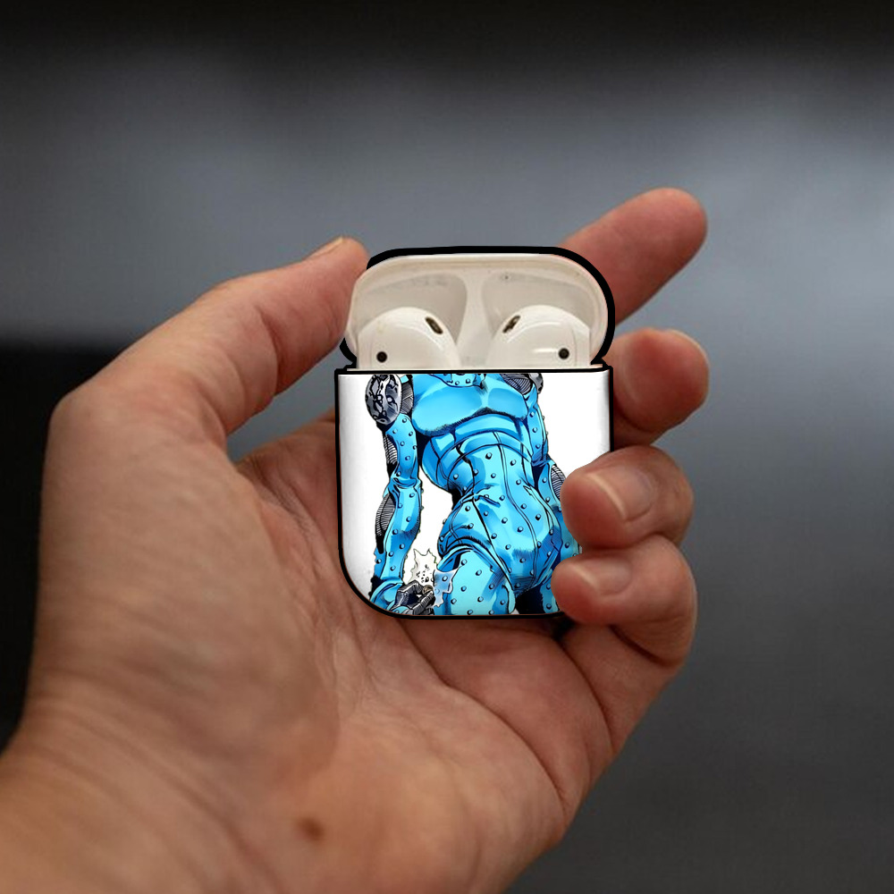 ジョジョの奇妙な冒険 JoJo's Bizarre Adventure AirPods 第2世代保護ケース ハードシェル ブラック 耐衝撃・防指紋・カラビナ付き