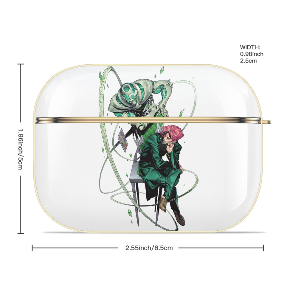 ジョジョの奇妙な冒険 花京院 典明（かきょういん のりあき） JoJo's Bizarre Adventure Kakyoin Noriaki 【AirPods Pro用】ハードシェル保護ケース｜耐衝撃・防指紋・カラビナ付き商品仕様