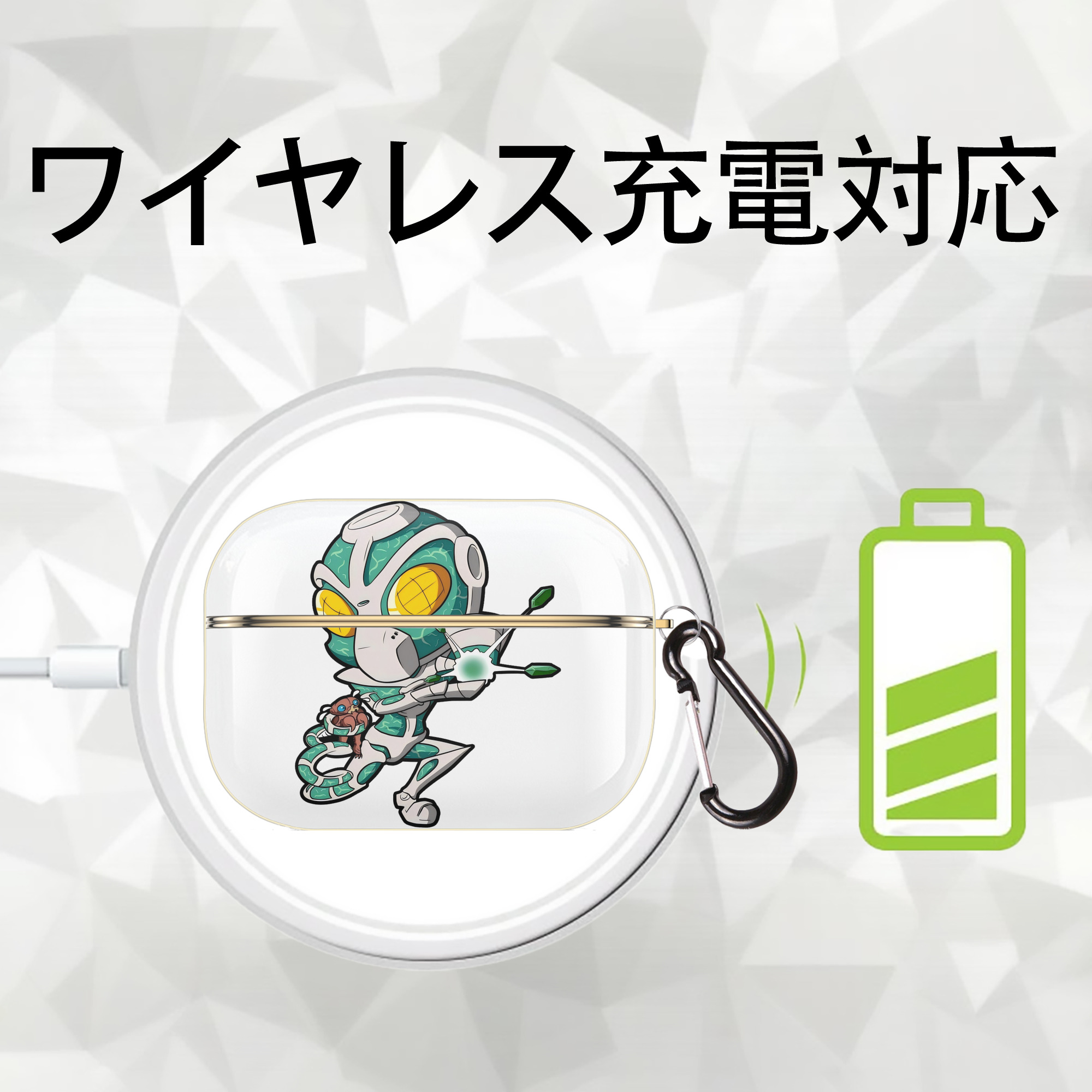 ジョジョの奇妙な冒険 花京院 典明（かきょういん のりあき） JoJo's Bizarre Adventure Kakyoin Noriaki 【AirPods Pro用】ハードシェル保護ケース｜耐衝撃・防指紋・カラビナ付き商品仕様