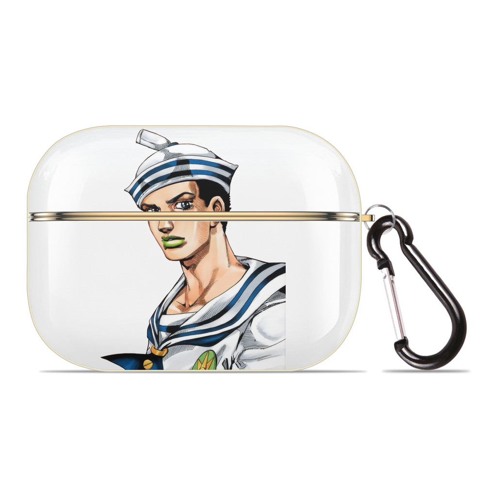 （画像用） ジョジョの奇妙な冒険 東方定助 JoJo's Bizarre Adventure Higashikata Josuke 【AirPods Pro用】ハードシェル保護ケース｜耐衝撃・防指紋・カラビナ付き商品仕様