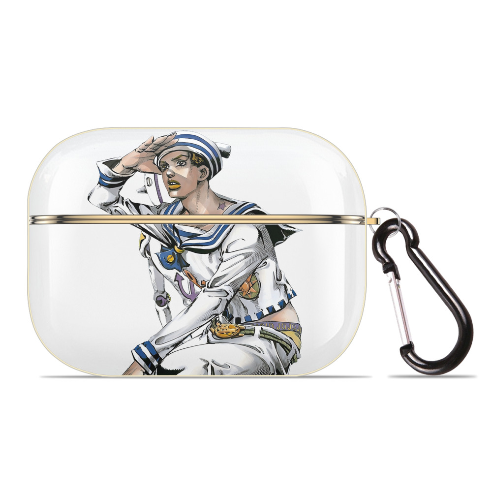 （画像用） ジョジョの奇妙な冒険 東方定助 JoJo's Bizarre Adventure Higashikata Josuke 【AirPods Pro用】ハードシェル保護ケース｜耐衝撃・防指紋・カラビナ付き商品仕様