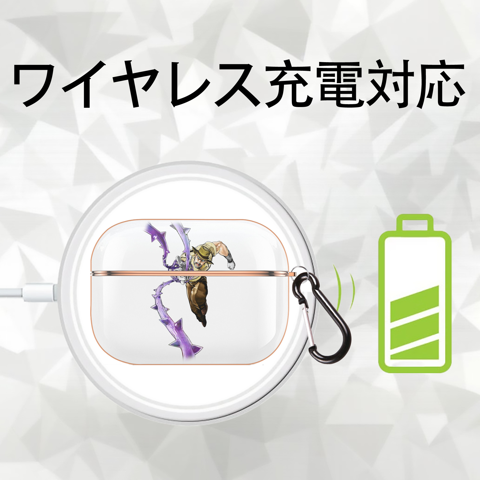 ジョジョの奇妙な冒険 ジョセフ?ジョースター JoJo's Bizarre Adventure Joseph Joestar 【AirPods Pro用】ハードシェル保護ケース｜耐衝撃・防指紋・カラビナ付き商品仕様