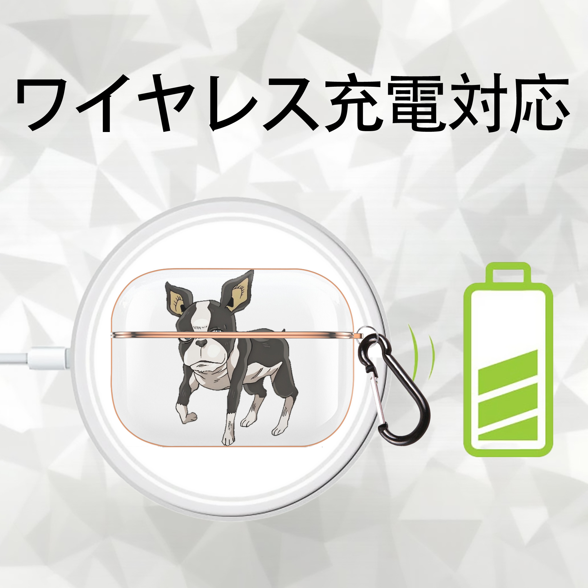 ジョジョの奇妙な冒険 イギー JoJo's Bizarre Adventure Iggy 【AirPods Pro用】ハードシェル保護ケース｜耐衝撃・防指紋・カラビナ付き商品仕様
